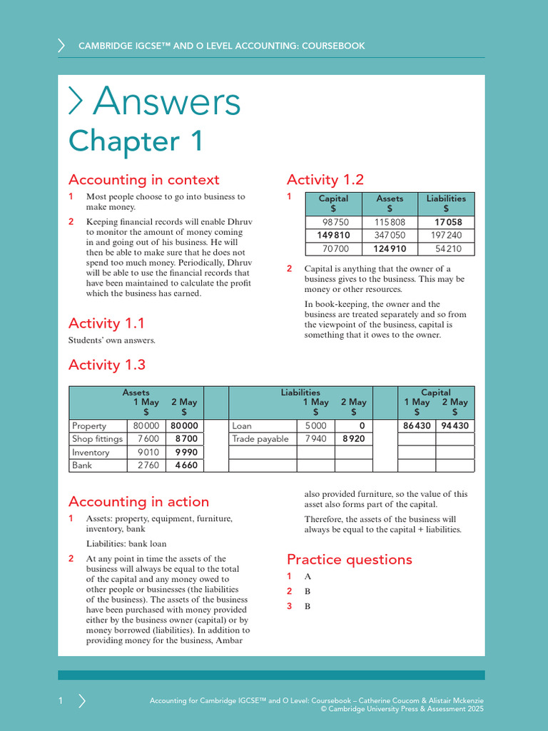 Cambridge IGCSE Accounting Coursebook | PDF | Debits And Credits ...