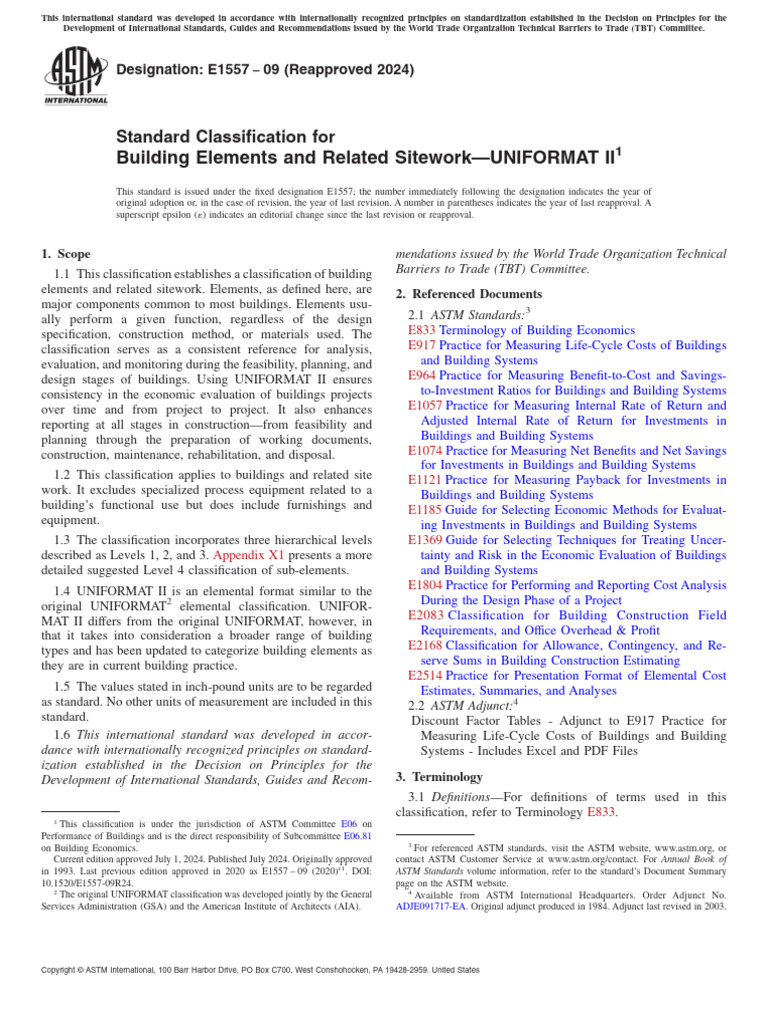 UNIFORMAT II Building Classification Standard | PDF | Building ...