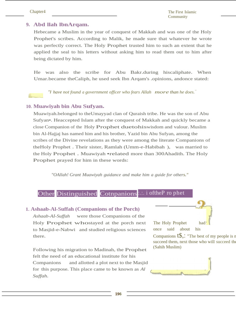 Chapter 4 First Islamic Community Other Distinguished Companions | PDF ...