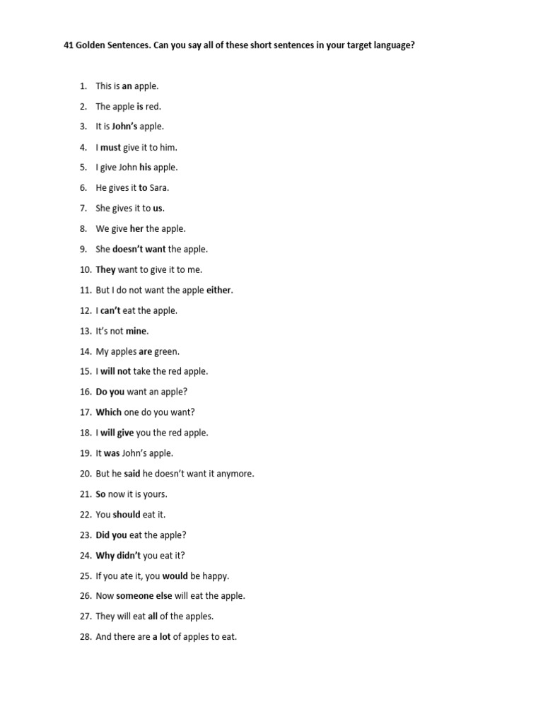 41 Essential Sentences for Language Learning | PDF