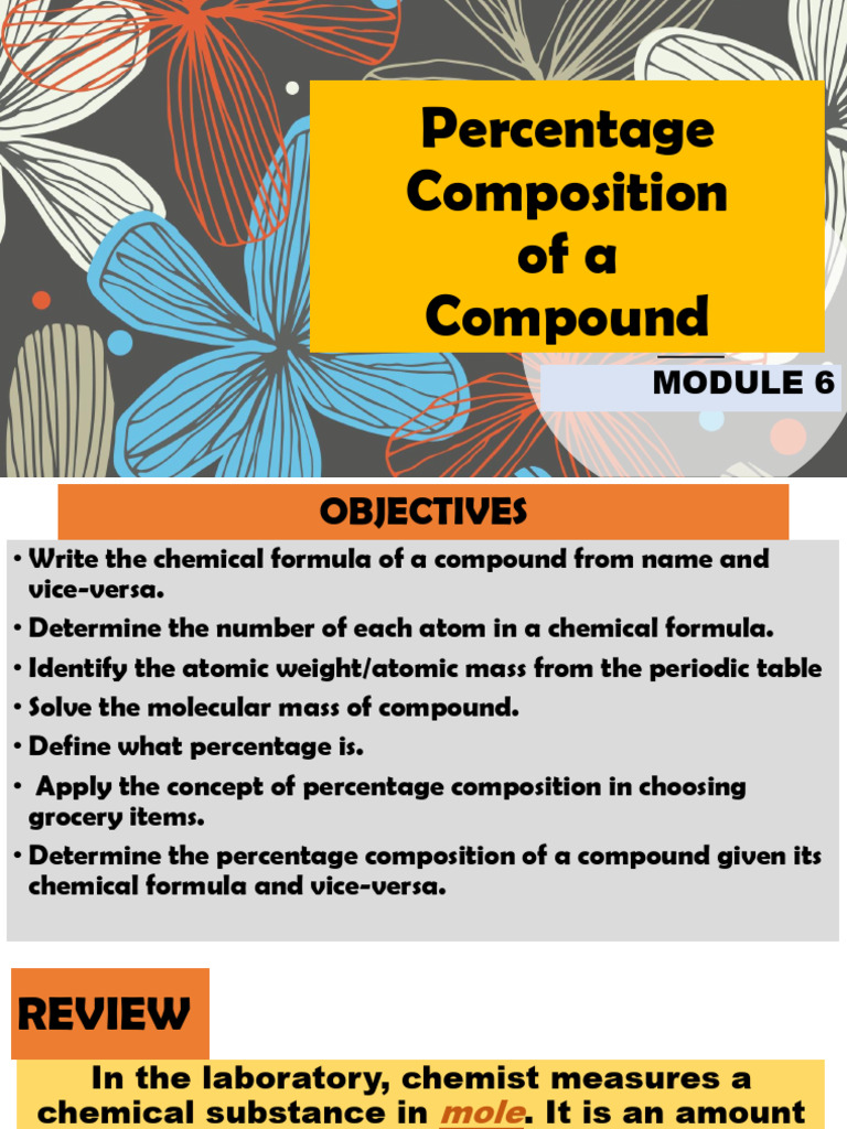 Percentage Composition of Compounds Guide | PDF | Mole (Unit ...