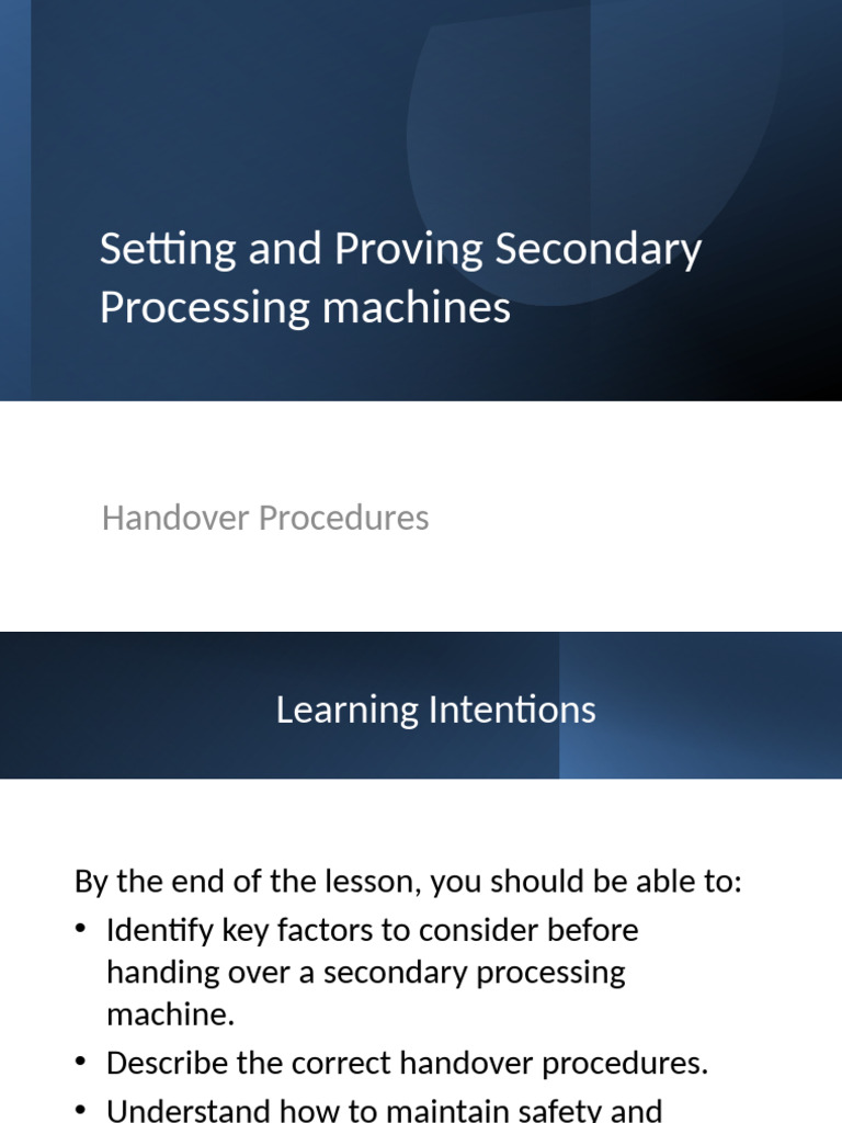 Machine Handover Lesson | PDF