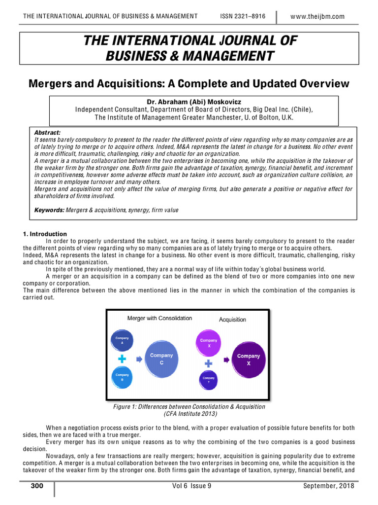 Mergers & Acquisitions: Key Insights | PDF | Mergers And Acquisitions ...