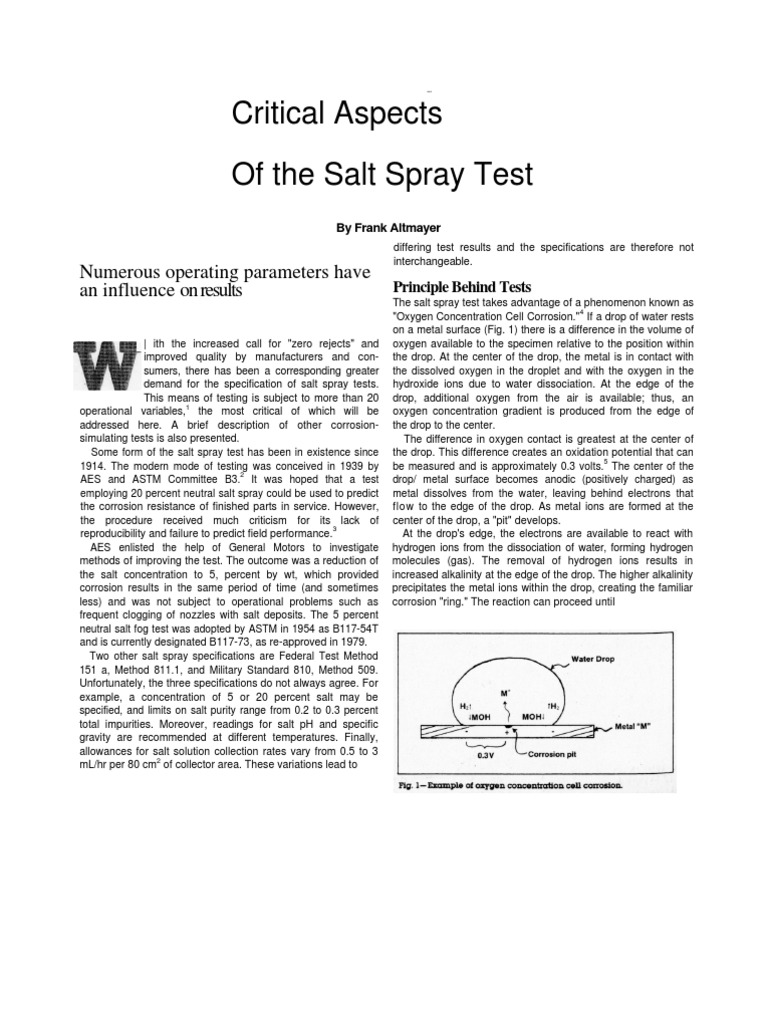 Salt Spray Test: Key Parameters & Practices | PDF | Chromium | Corrosion