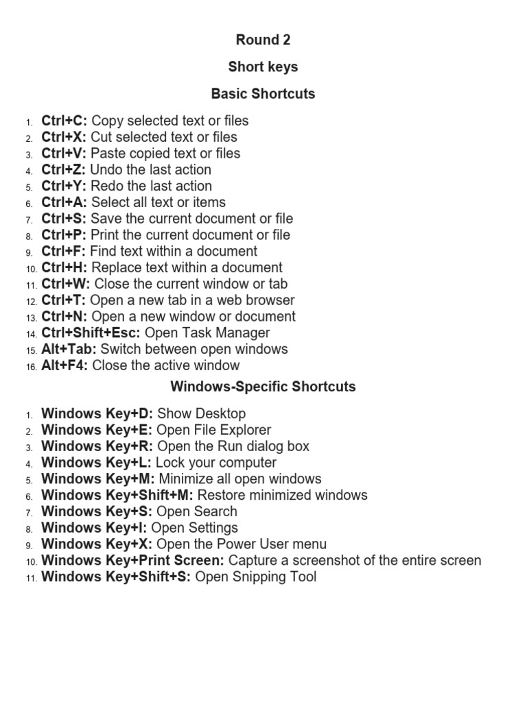 Essential Keyboard Shortcuts Guide | PDF