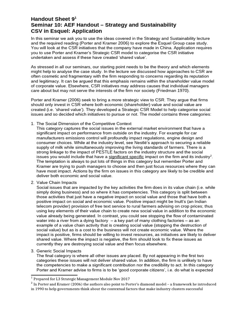 Esquel Group CSR Strategy Analysis | PDF | Corporate Social ...