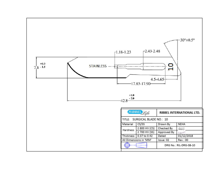 Surgical Blade No. 10 Specifications | PDF