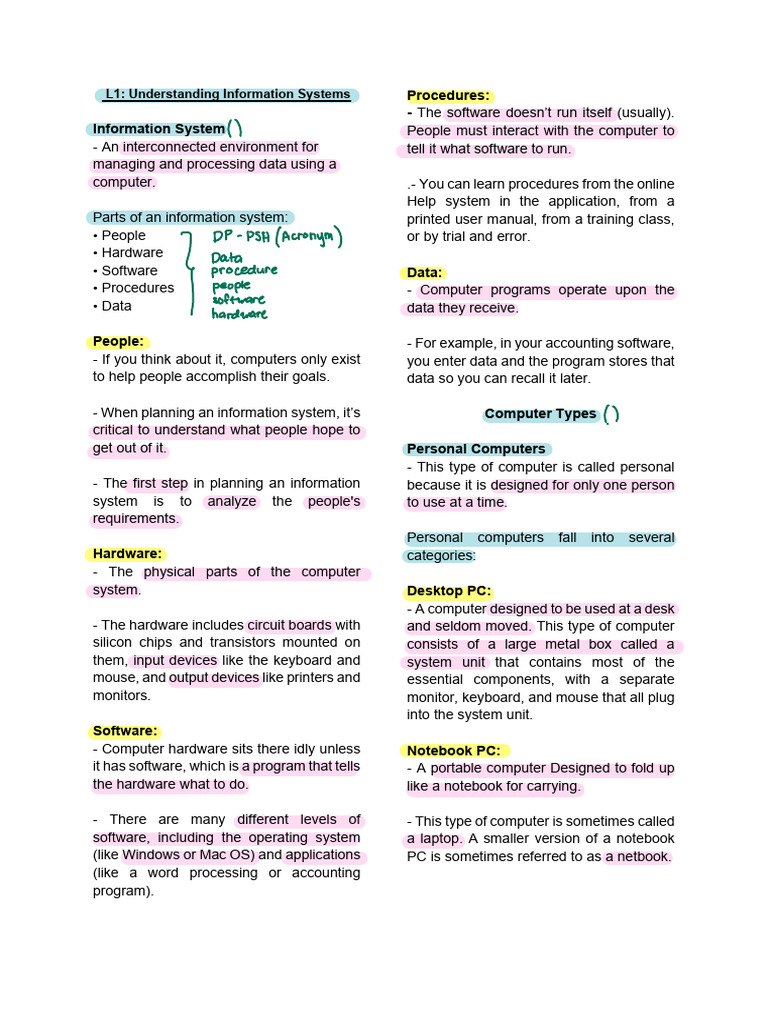 Overview of Information Systems Components | PDF | Random Access Memory ...