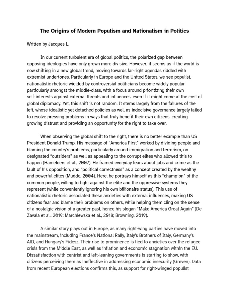 The Origins of Modern Populism and Nationalism in Politics - September ...