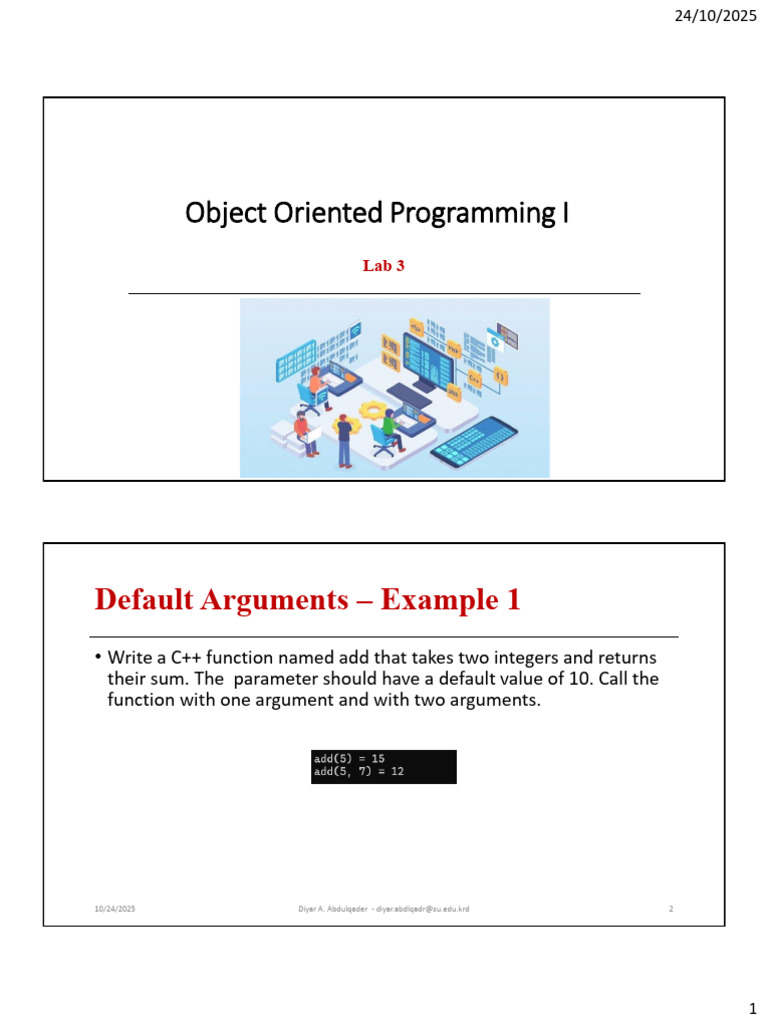 Lab 3 - Object Oriented Programming I | PDF | Parameter (Computer ...