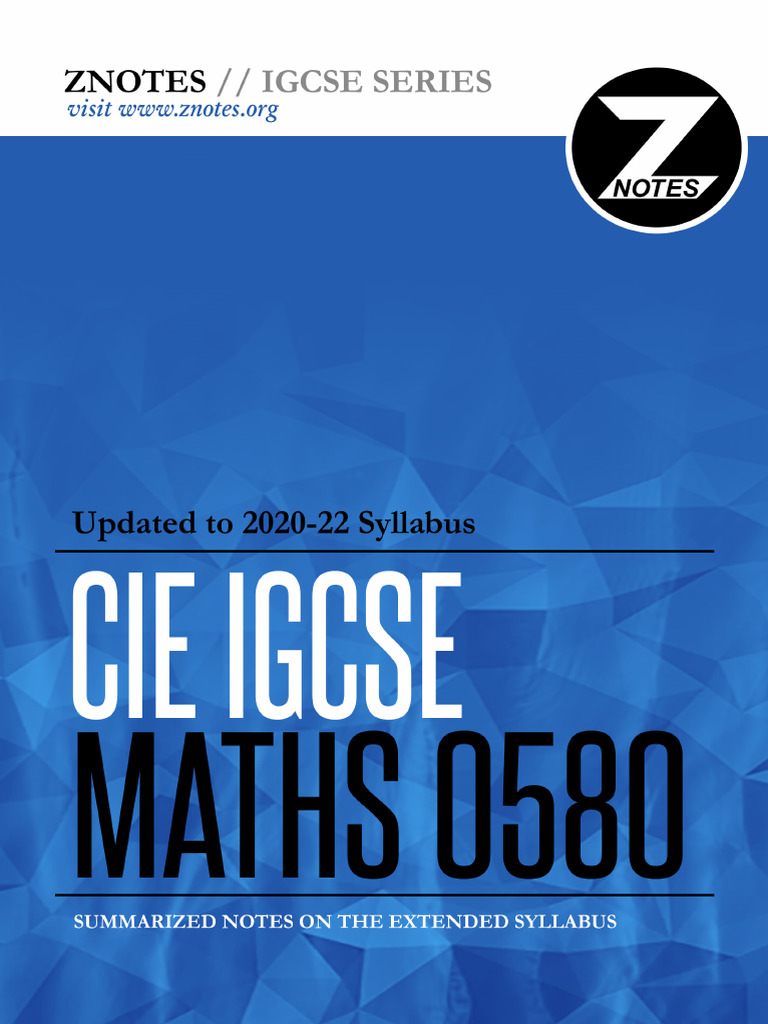 Cie Igcse Maths 0580 v3 Znotes | PDF | Rectangle | Euclidean Vector