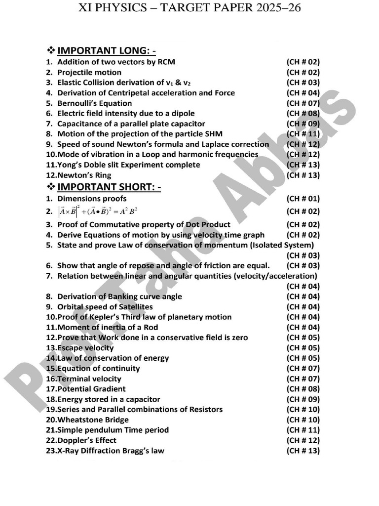 Physics Target Paper 2025-26 | PDF