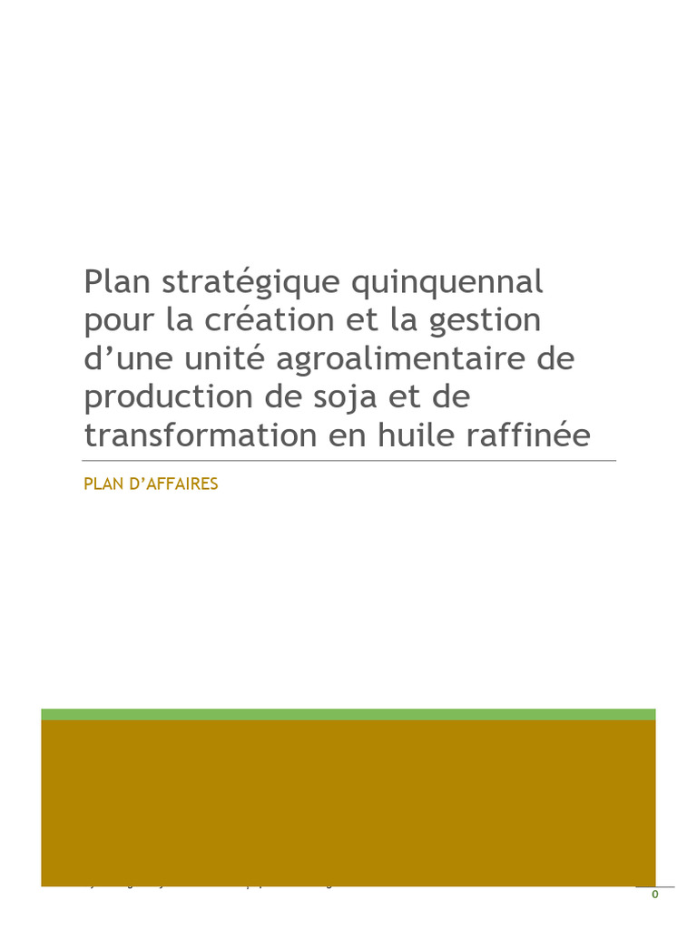 Plan stratégique pour une unité de soja | PDF | Soja | Business