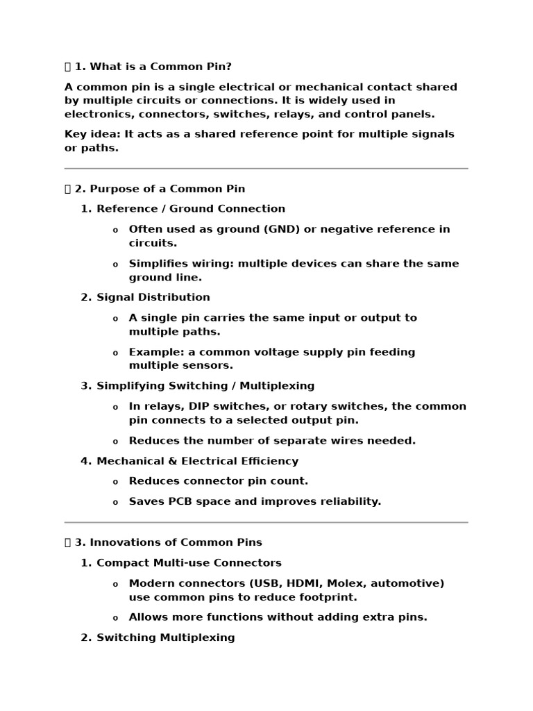 Understanding Common Pins in Electronics | PDF | Switch | Electrical ...