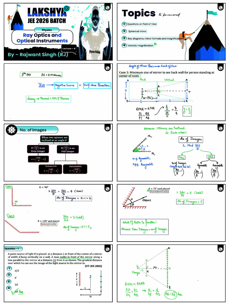 Lakshya Physics Ray Optics Lec 4-20 | PDF