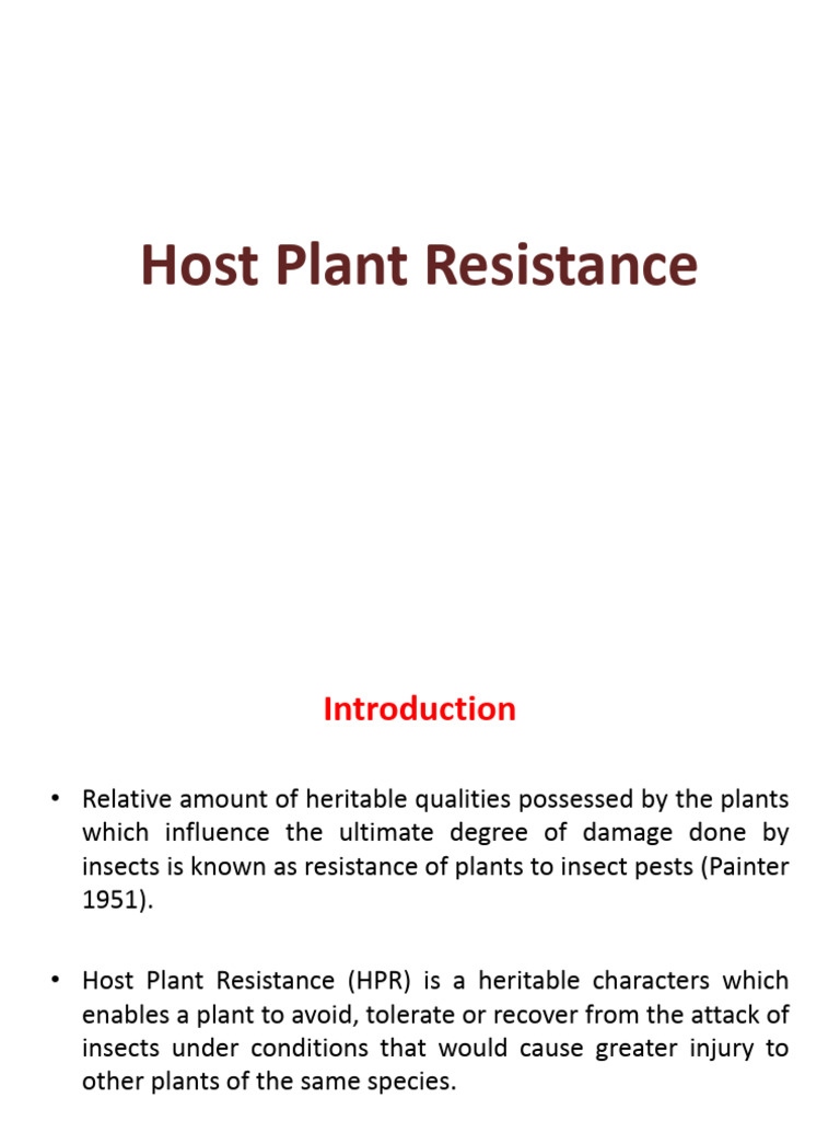 Host Plant Resistance Class Note | PDF | Pest (Organism) | Rice