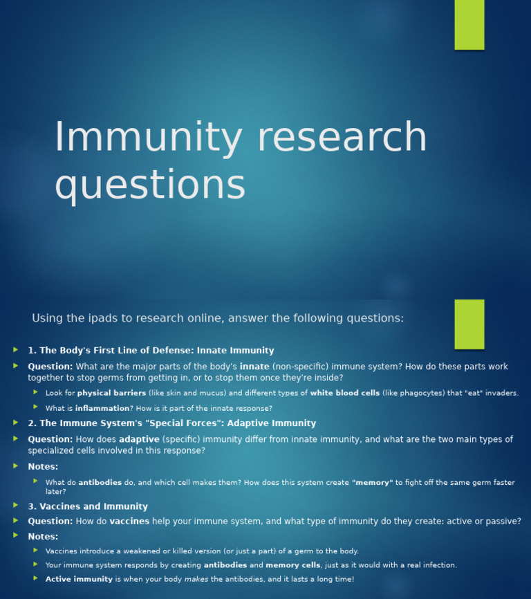 Immunity Research Questions | PDF