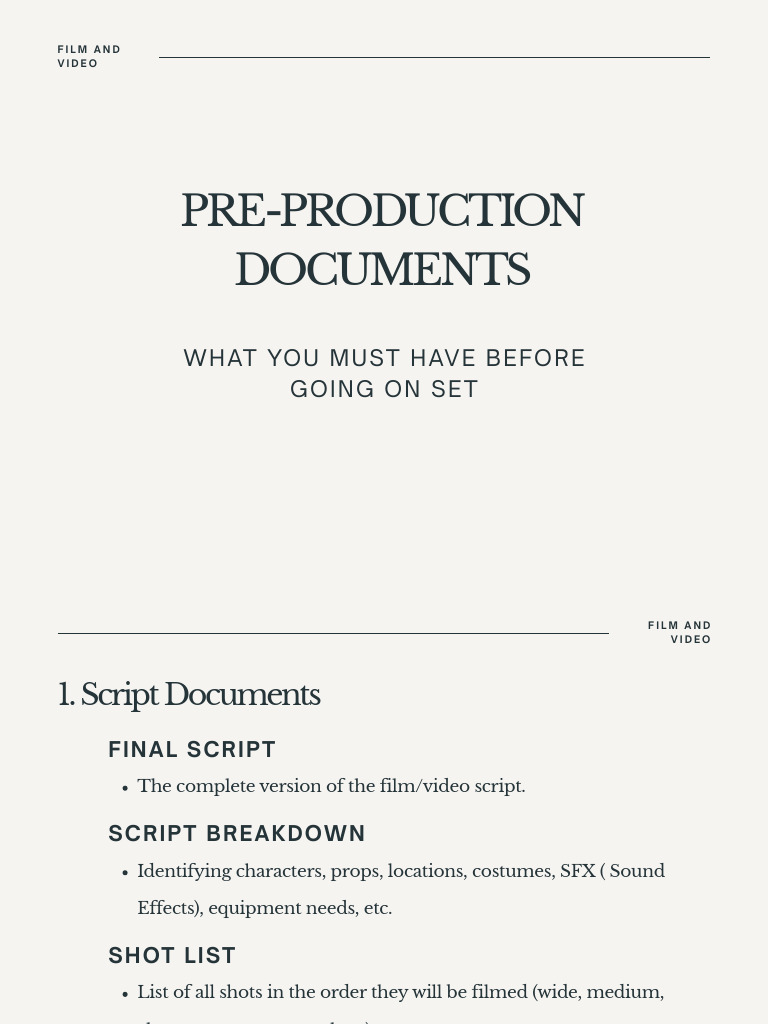Essential Pre-Production Documents Guide | PDF