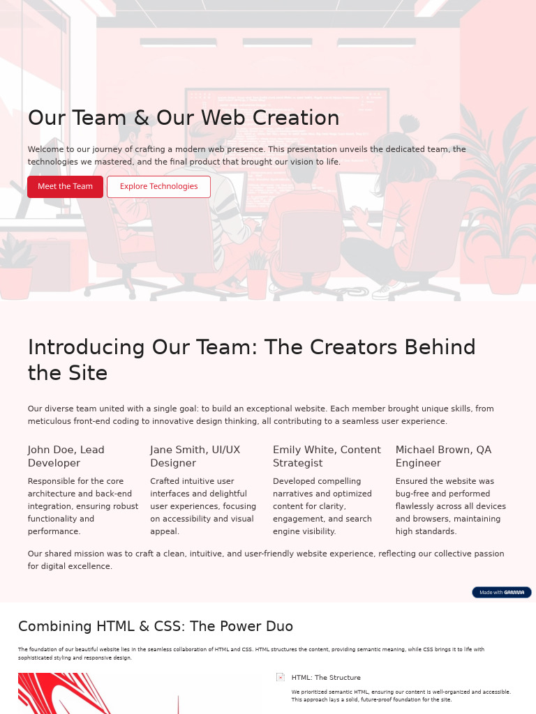 Our Team and Our Web Creation | PDF | Html | Web Development