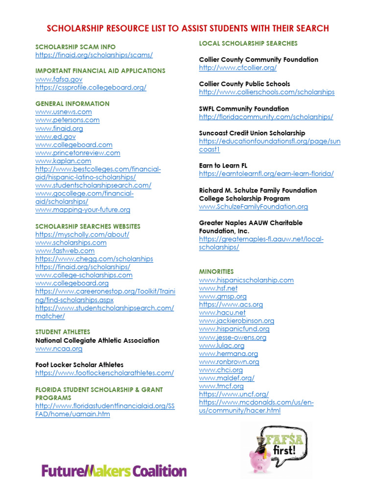 Comprehensive Scholarship Resource List | PDF | Society Of The United ...