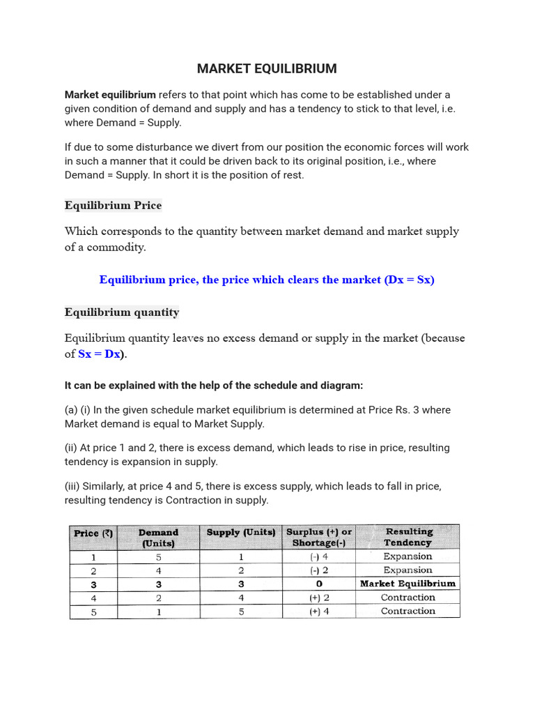 Understanding Market Equilibrium Dynamics | PDF | Economic Equilibrium ...