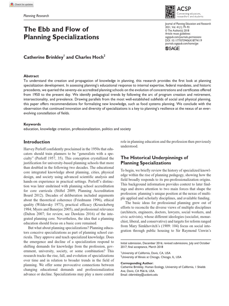 The Ebb and Flow of Planning Specializations | PDF | Geographic ...