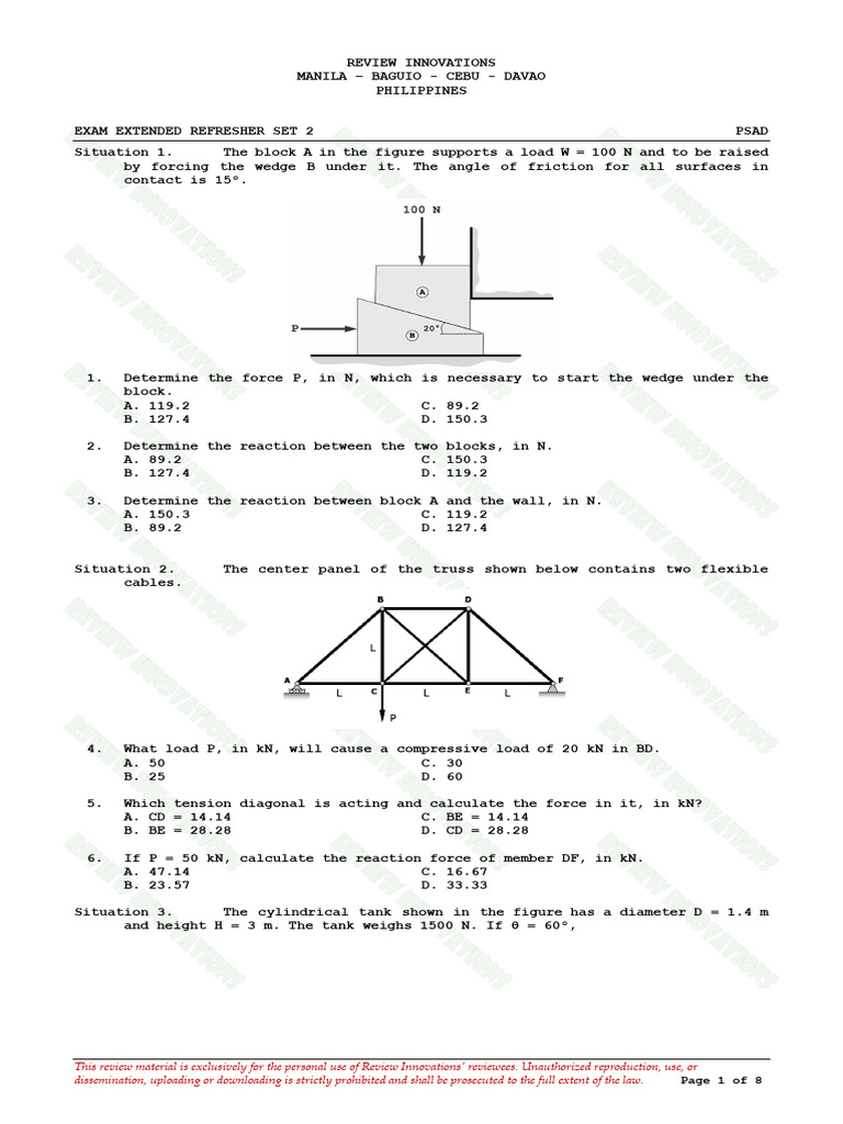 PSAD Exam Extended Refresher Set 2 | PDF | Strength Of Materials | Beam ...
