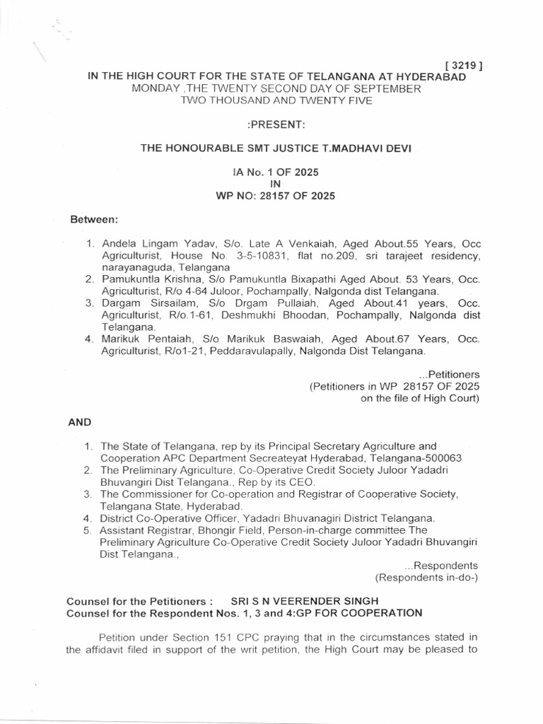 Telangana High Court Writ Petition 2025 | PDF | Common Law | Justice