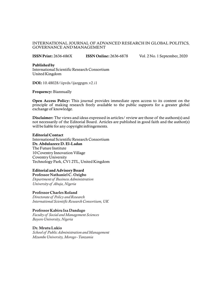 International Journal of Global Politics | PDF | Open Access