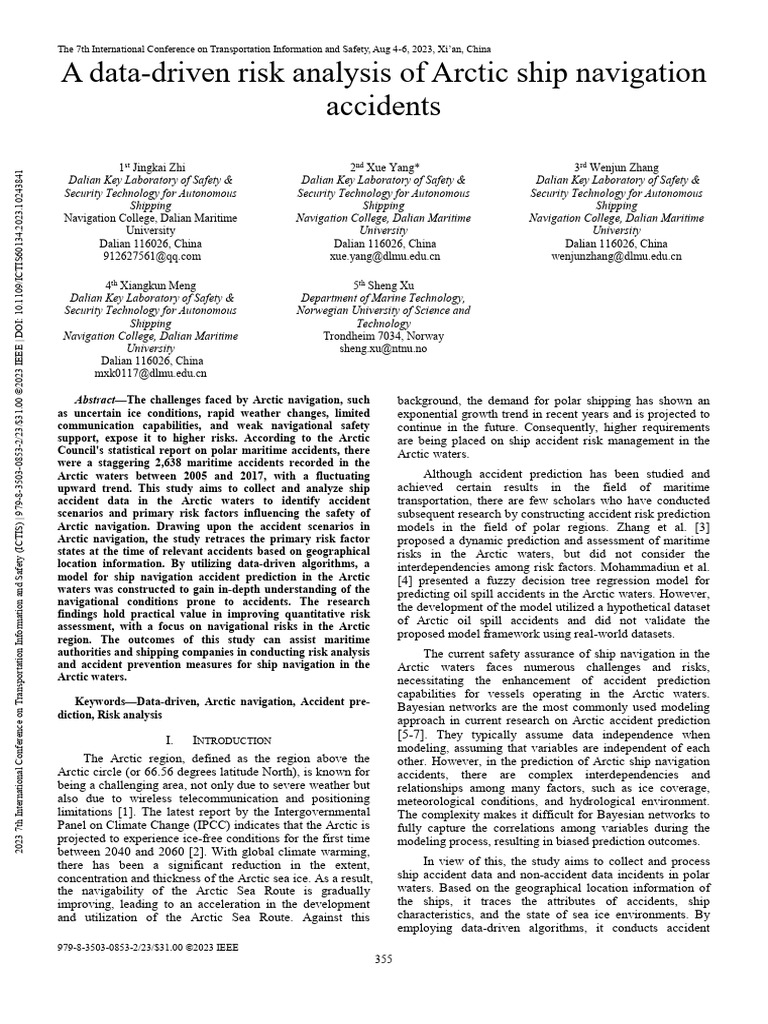 A Data-driven Risk Analysis of Arctic Ship Navigation Accidents | PDF ...