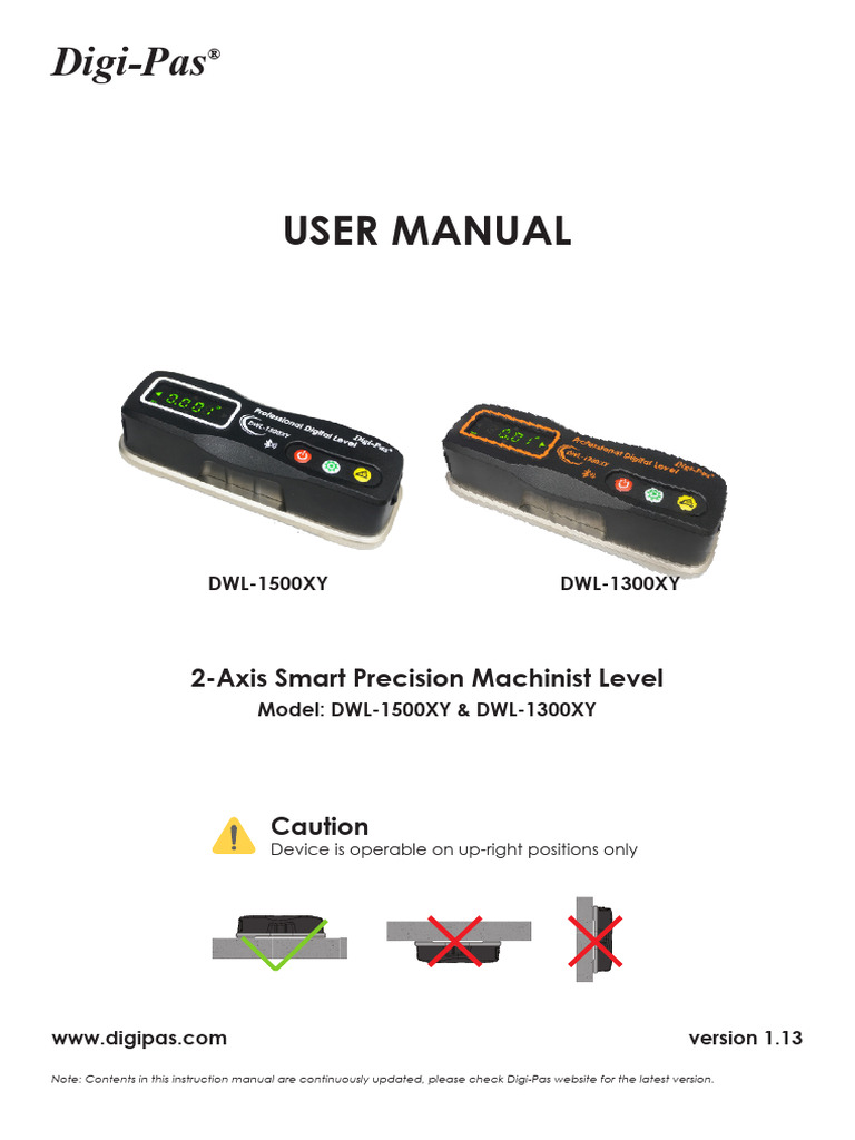 Digi-Pas 2-Axis Machinist Level Manual | PDF | Electromagnetic ...