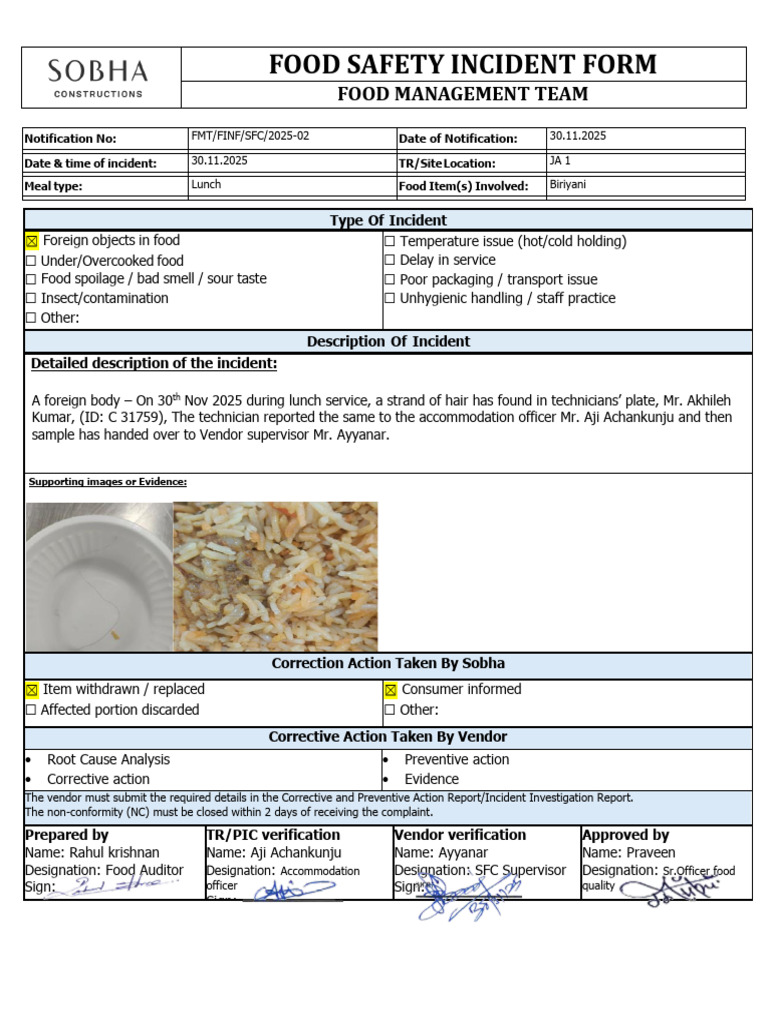 Food Safety Incident Notification SFC 30 Nov | PDF | Foods | Food Industry