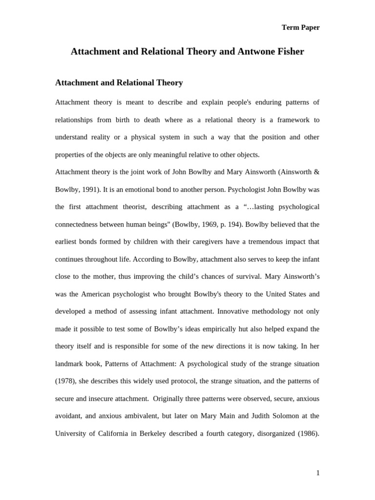 Attachment Theory and Antwone Fisher | PDF | Attachment Theory ...