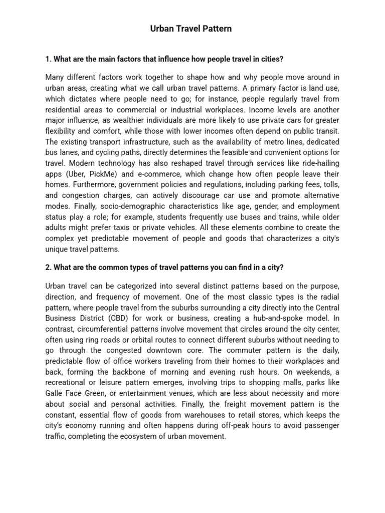 Urban Travel Pattern Answers New | PDF | Transport | Public Transport
