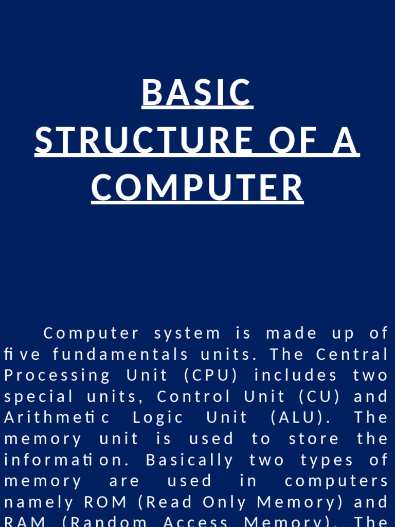 Basic Structure of A CMPTR | PDF