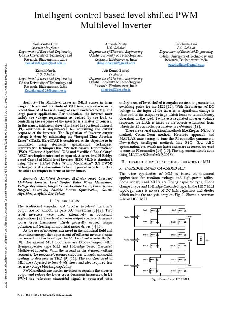 Intelligent Control for Multilevel Inverter | PDF | Power Inverter ...