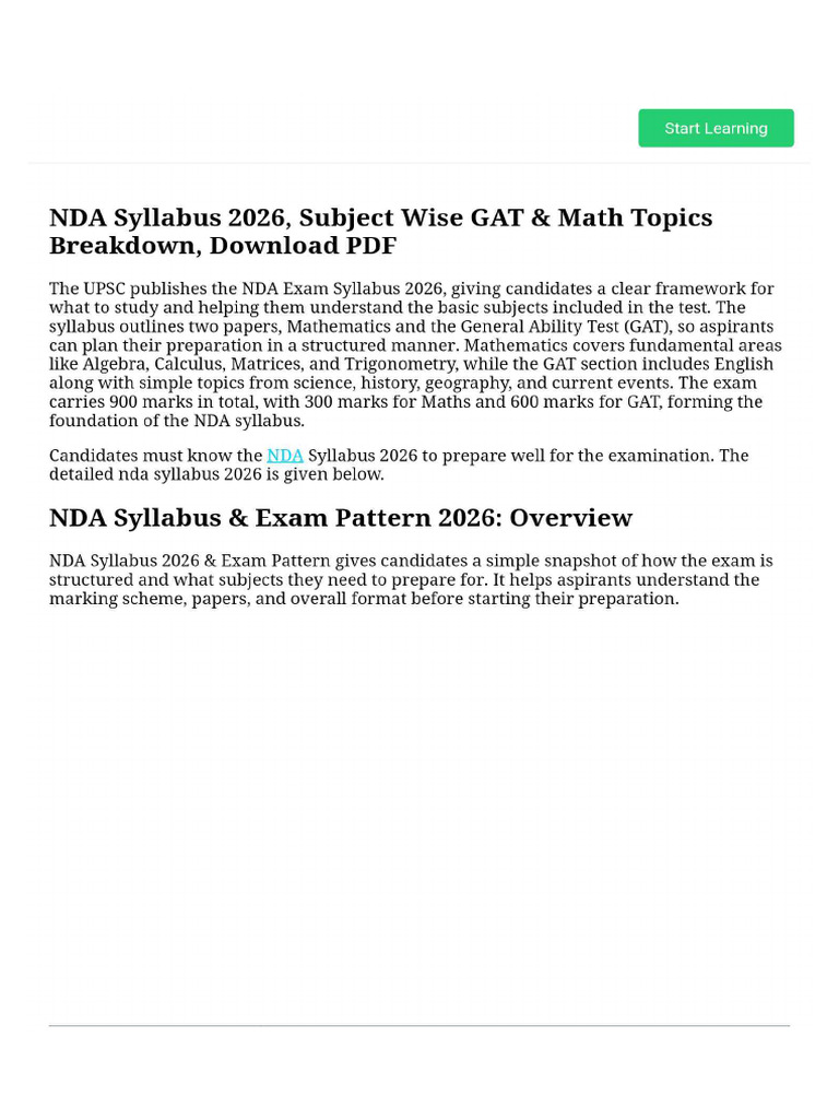 NDA Syllabus 2026, Subject Wise GAT & Math Topics Breakdown, Download ...