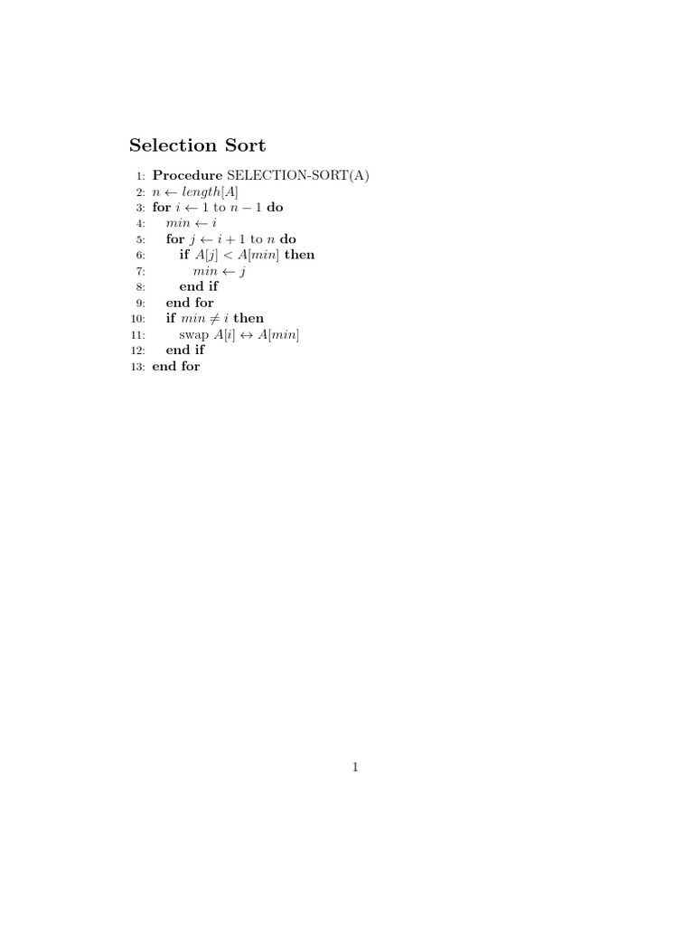 Selection Sort | PDF