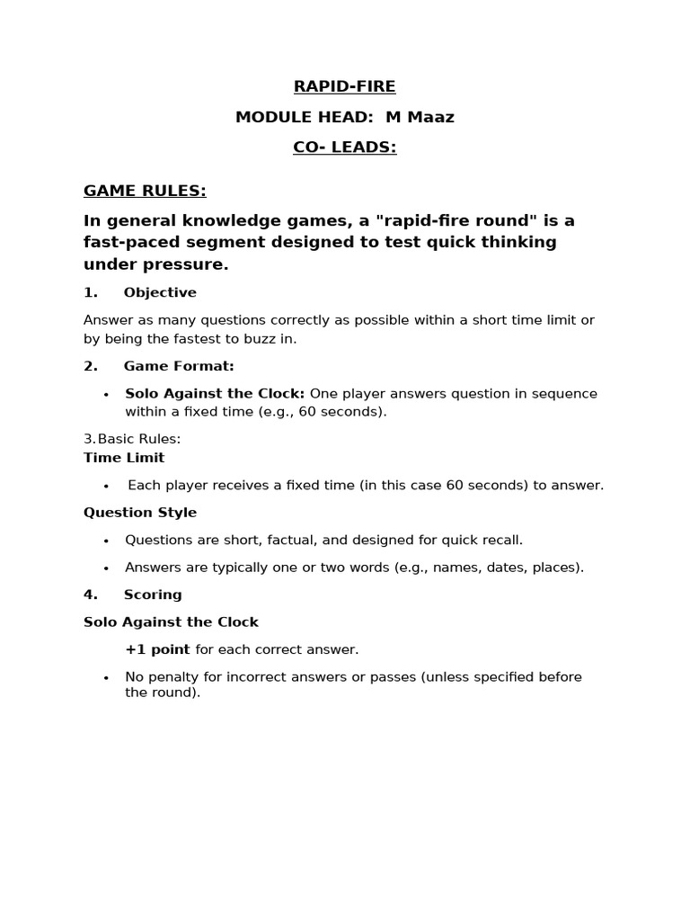 Rapid Fire Rules | PDF