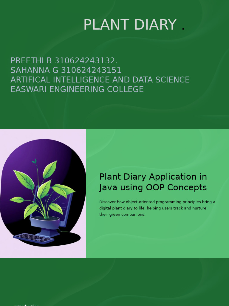 Plant Diary Application in Java Using OOP Concepts[1] | PDF | Object ...