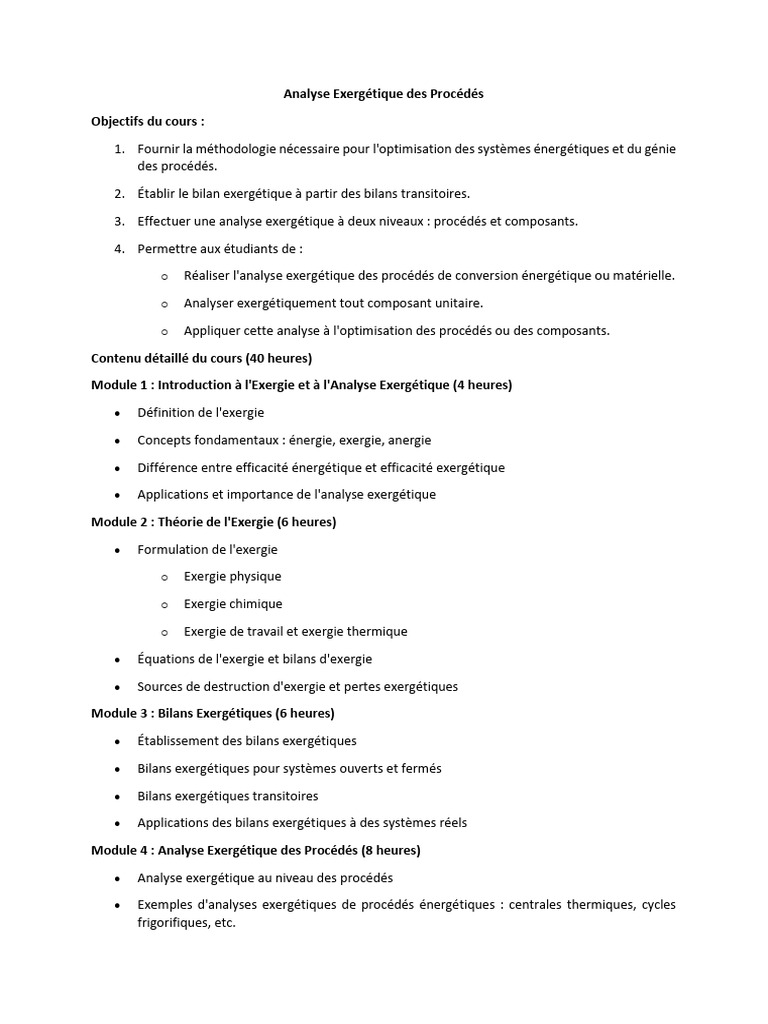 Analyse Exergétique des Systèmes Énergétiques | PDF | Exergie