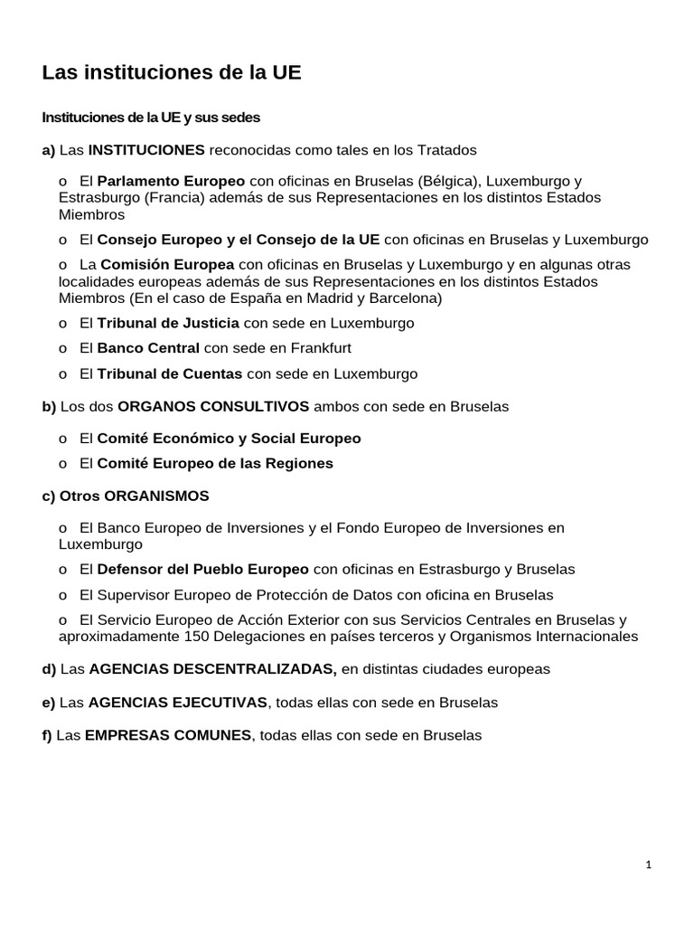 Instituciones de la Unión Europea | PDF | Banco central europeo ...