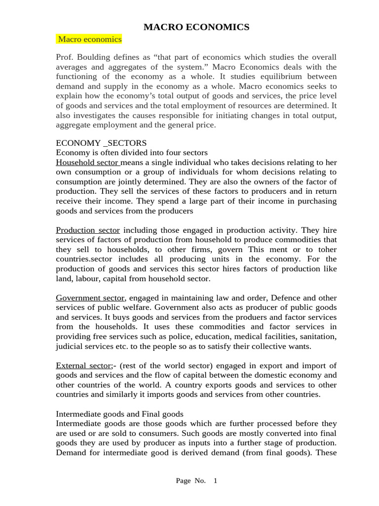 Overview of Macro Economics Concepts | PDF | Gross Domestic Product ...