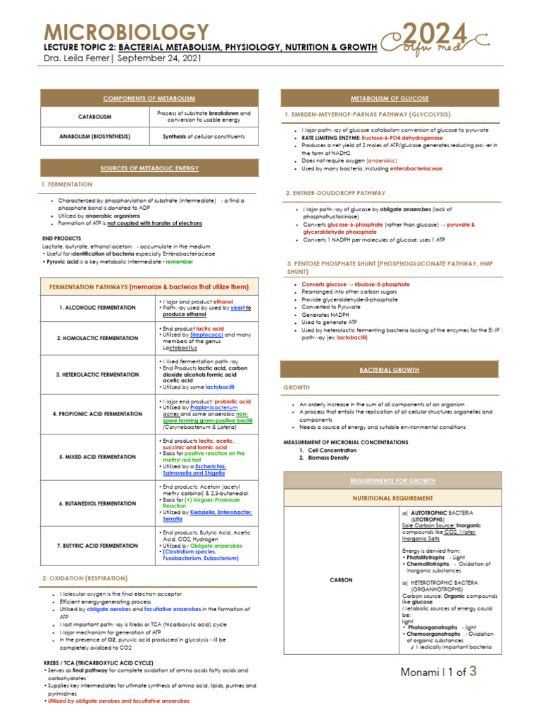 Bacterial Metabolism and Growth Overview | PDF | Metabolism | Glycolysis