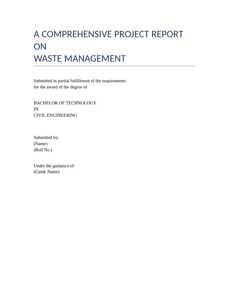 Waste Management Project Report | PDF | Waste Management | Waste