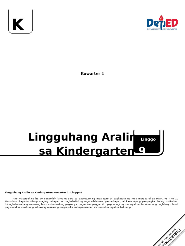 LE Kinder Q1 Week 9 Ver2 | PDF