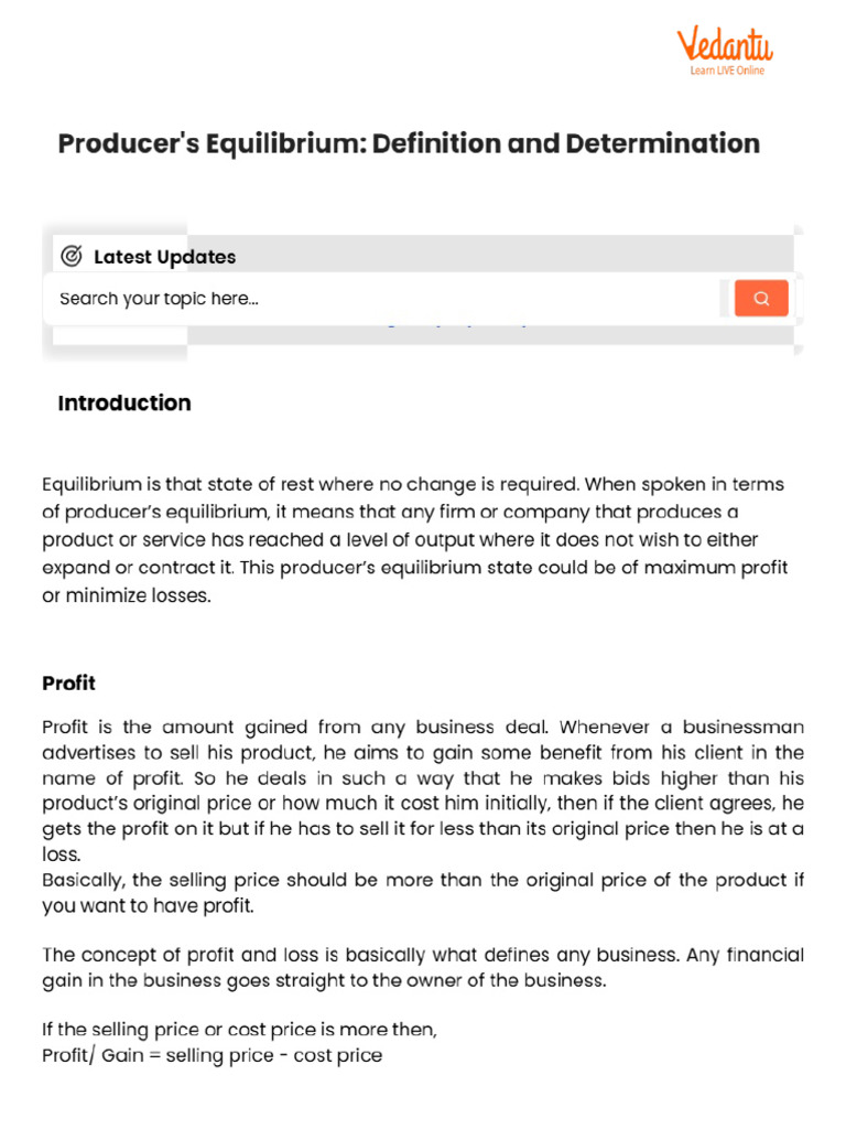 Producer's Equilibrium_ Definition and Determination | PDF