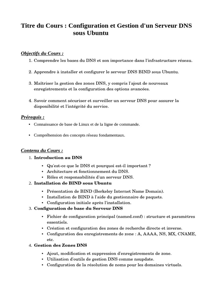 Configurer un Serveur DNS sous Ubuntu | PDF | Système de noms de ...