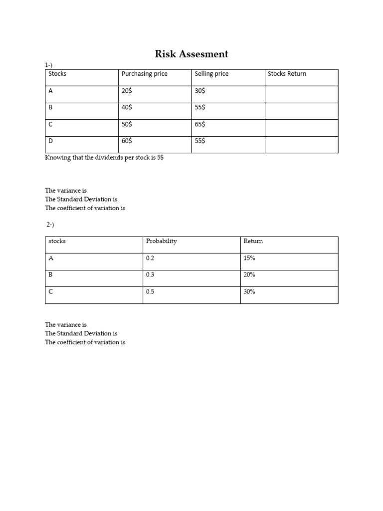Stock Risk Assessment and Analysis | PDF