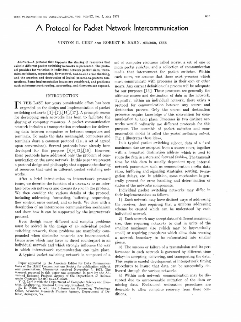 Packet Network Intercommunication Protocol | PDF | Transmission Control ...